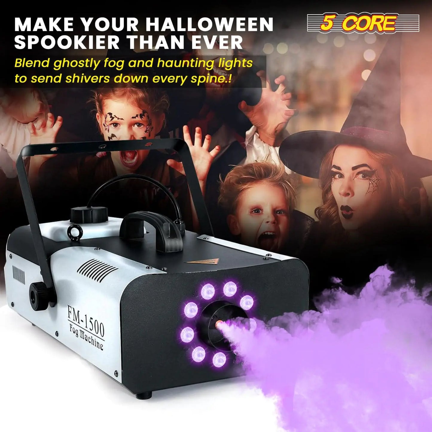 5 Core 1500W High Output Fog Machine with LED Lights