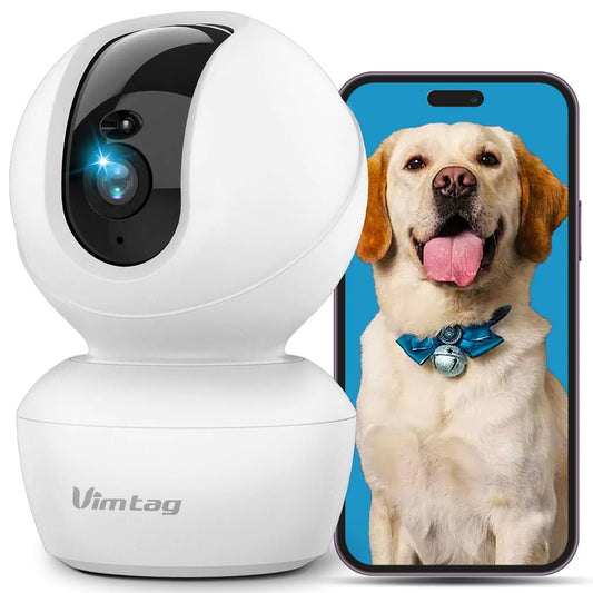 VIMTAG Dog Camera 3.5K/6MP 360° Pan/Tilt 2.4G WiFi Indoor Camera for Pet/Baby/Home Security with Phone App 2-Way Audio/AI Human/Sound/Motion Detection Night Vision Support Alexa/Max 512G TF Card